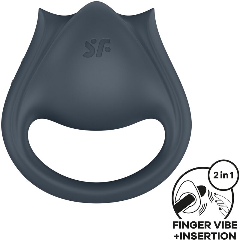 SATISFYER - PERFECT PAIR 2 MULTIVIBRATEUR 2 EN 1 ANNEAU PÉNIS ET STIMULATEUR DE DOIGTS GRIS SATISFYER PARTNER
