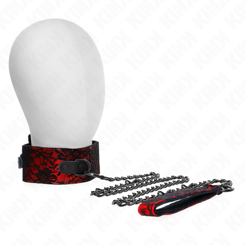 KINK - COLLIER DENTELLE AVEC CEINTURE AVEC CEINTURE EN CUIR VRAI 105 CM / 44 X 5,5 CM KINK COLLAR & GAG