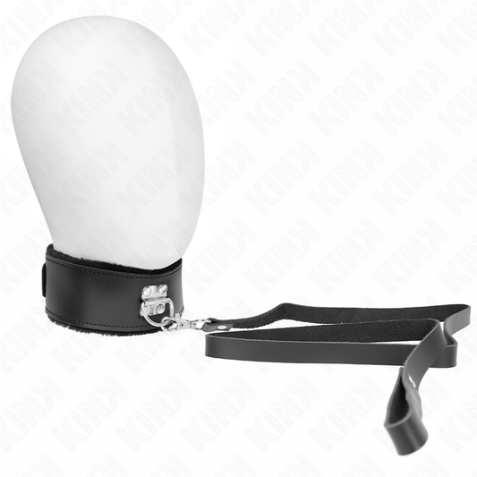 KINK - COLLIER AVEC CEINTURE 116 CM AVEC BRACELET EN CUIR NOIR AJUSTABLE 40-48 CM X 6 CM KINK COLLAR & GAG