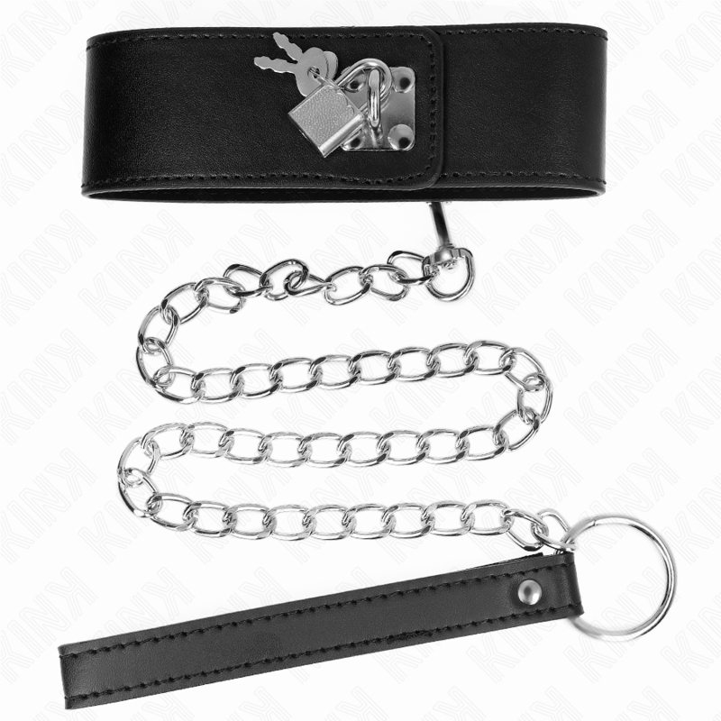 KINK - COLLIER AVEC CEINTURE 65 CM AVEC LARGE BRACELET NOIR AJUSTABLE 33,5-41 CM X 5 CM KINK COLLAR & GAG