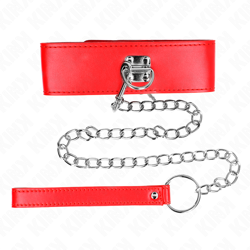 KINK - COLLIER AVEC CEINTURE 65 CM AVEC LARGE BRACELET ROUGE AJUSTABLE 33,5-41 CM X 5 CM KINK COLLAR & GAG