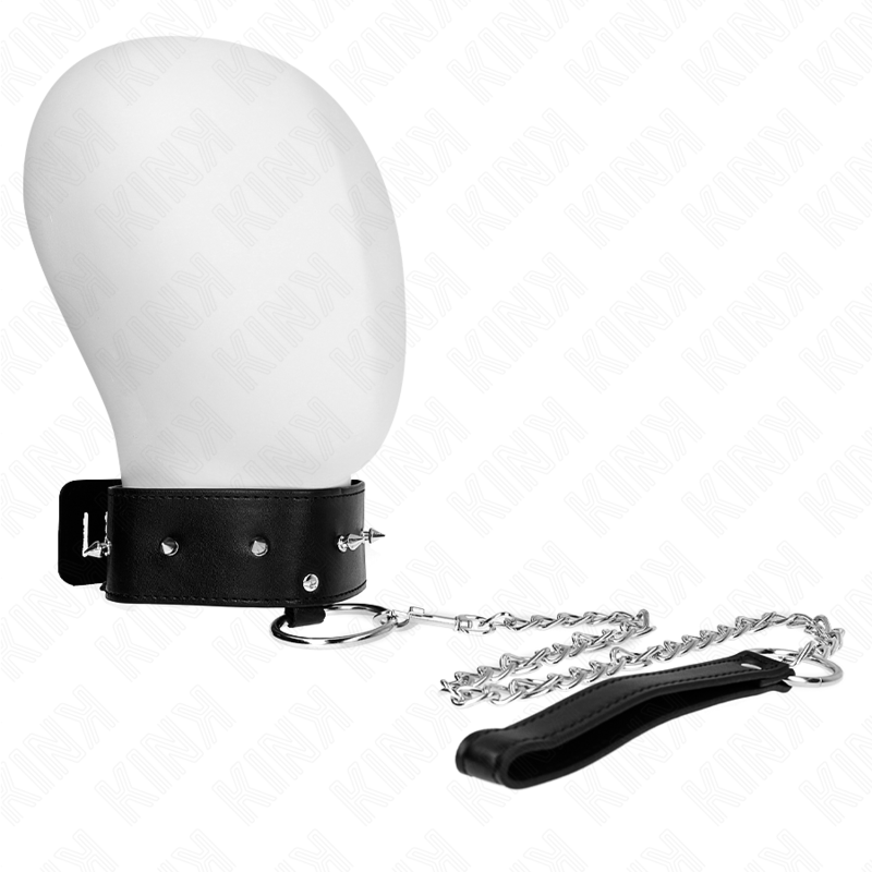 KINK - COLLIER 65 CM AVEC LAISSE AVEC CLOUS ARGENTÉS MODÈLE 2 RÉGLABLE 36-43 CM X 5 CM KINK COLLAR & GAG