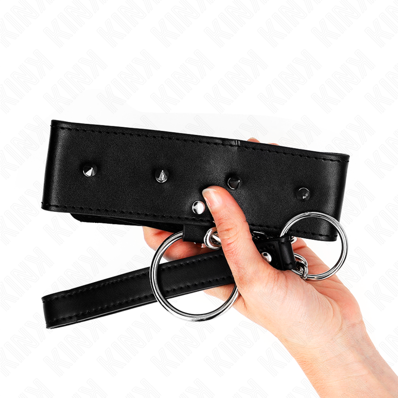 KINK - COLLIER 65 CM AVEC LAISSE AVEC CLOUS ARGENTÉS MODÈLE 2 RÉGLABLE 36-43 CM X 5 CM KINK COLLAR & GAG