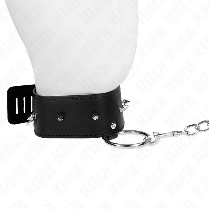 KINK - COLLIER 65 CM AVEC LAISSE AVEC CLOUS ARGENTÉS MODÈLE 2 RÉGLABLE 36-43 CM X 5 CM KINK COLLAR & GAG
