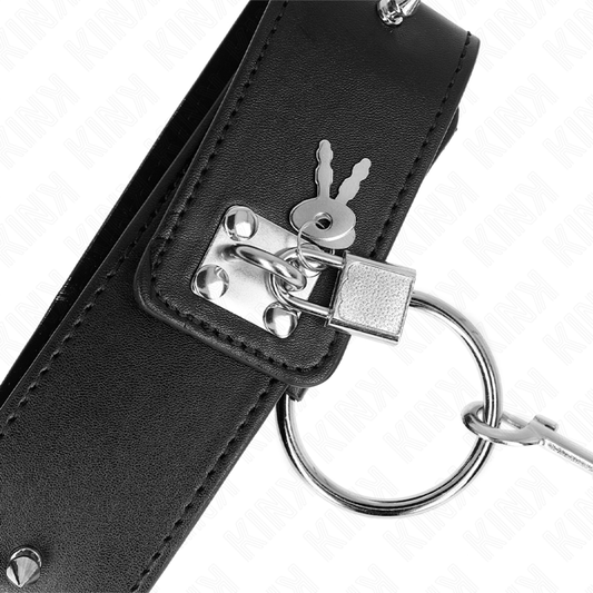 KINK - COLLIER 65 CM AVEC LAISSE AVEC CLOUS ARGENTÉS MODÈLE 2 RÉGLABLE 36-43 CM X 5 CM KINK COLLAR & GAG