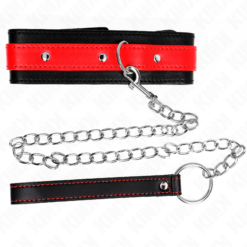 KINK - COLLIER AVEC BRACELET ROUGE 65 CM AJUSTABLE 36-43 CM X 5 CM KINK COLLAR & GAG