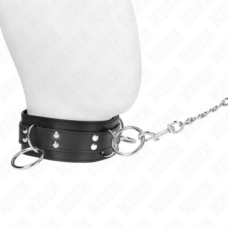 KINK - COLLIER ESCLAVAGE 3 ANNEAUX AVEC SANGLE 80 CM 53 X 5 CM KINK COLLAR & GAG