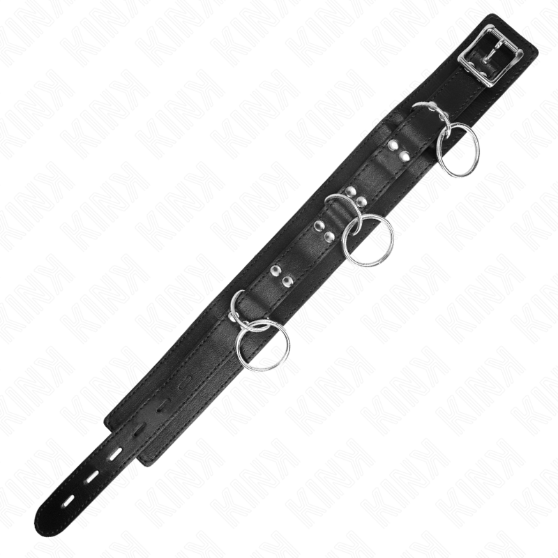 KINK - COLLIER ESCLAVAGE 3 ANNEAUX AVEC SANGLE 80 CM 53 X 5 CM KINK COLLAR & GAG