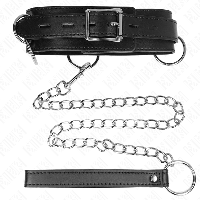 KINK - COLLIER ESCLAVAGE 3 ANNEAUX AVEC SANGLE 80 CM 53 X 5 CM KINK COLLAR & GAG