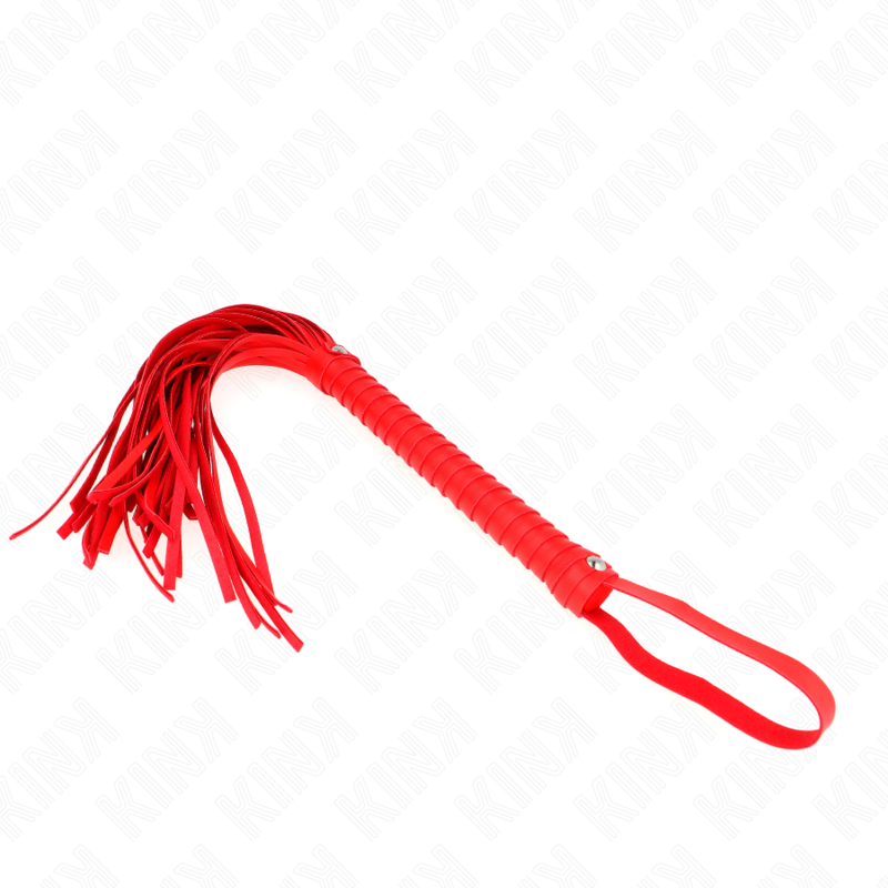 KINK - FOUET AVEC MANCHE TEXTURÉ ROUGE 48,5 CM KINK IMPACT & TOUCH