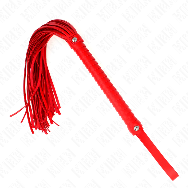 KINK - FOUET AVEC MANCHE TEXTURÉ ROUGE 48,5 CM KINK IMPACT & TOUCH
