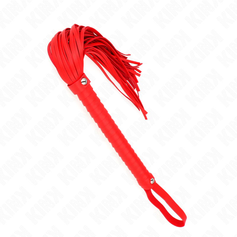 KINK - FOUET AVEC MANCHE TEXTURÉ ROUGE 48,5 CM KINK IMPACT & TOUCH