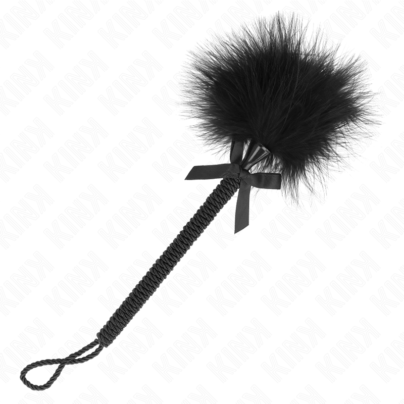 KINK - Baguette en corde de nylon avec plumes chatouillantes et noeud noir 25 cm KINK IMPACT & TOUCH