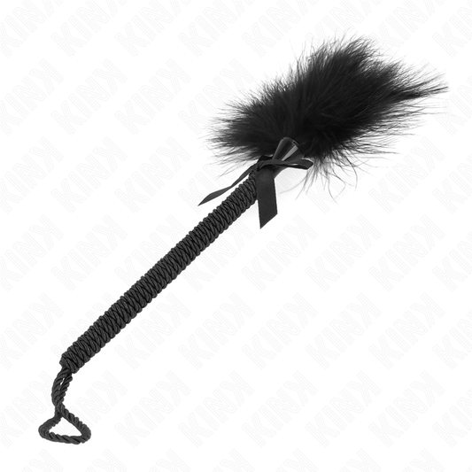 KINK - Baguette en corde de nylon avec plumes chatouillantes et noeud noir 25 cm KINK IMPACT & TOUCH
