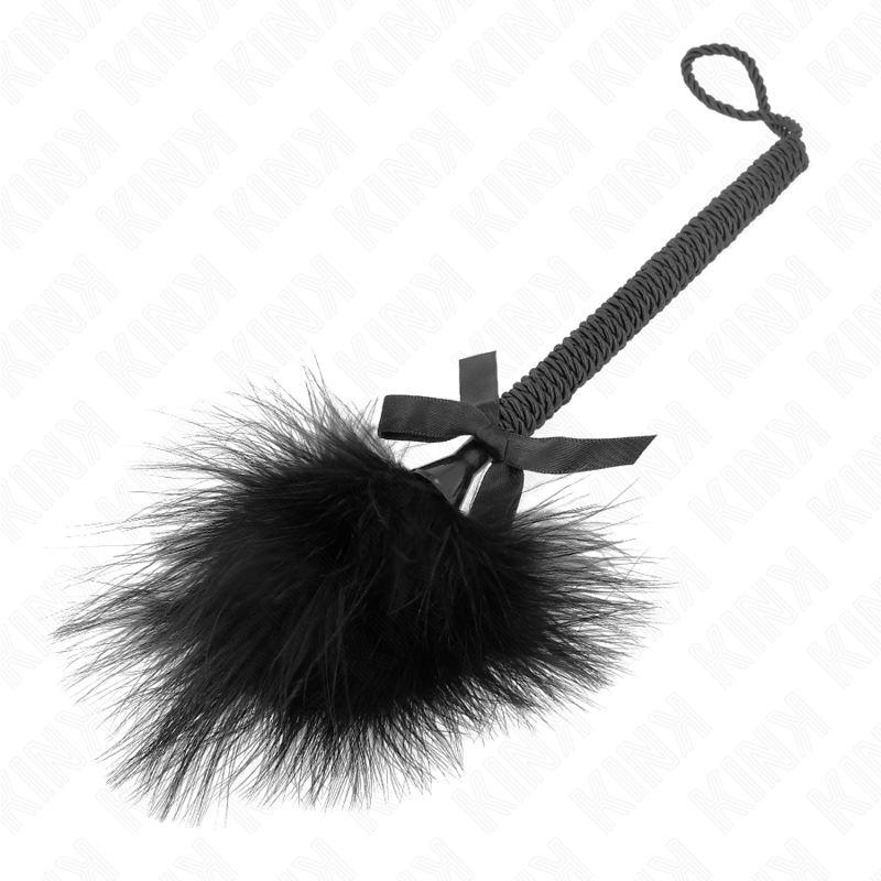 KINK - Baguette en corde de nylon avec plumes chatouillantes et noeud noir 25 cm KINK IMPACT & TOUCH