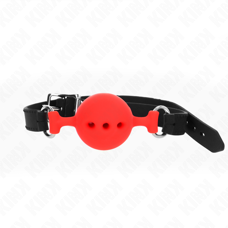KINK - BAG ENTIER EN SILICONE 55 x 2 CM AVEC BOULE DE 4,5 CM TAILLE M ROUGE AJUSTABLE 35-51 CM KINK COLLAR & GAG