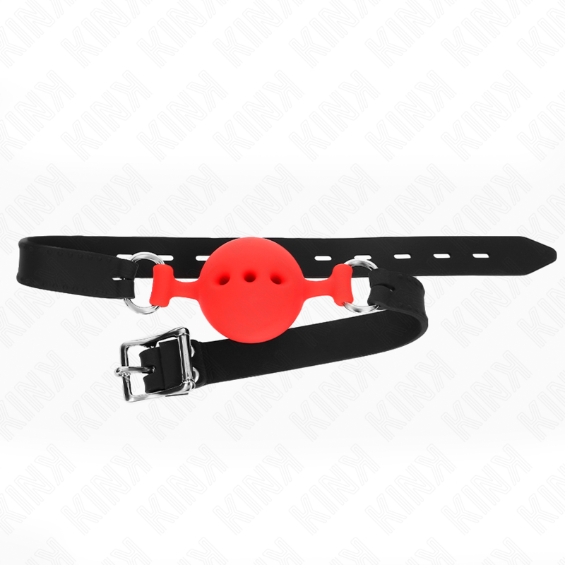 KINK - BAG ENTIER EN SILICONE 55 x 2 CM AVEC BOULE DE 4,5 CM TAILLE M ROUGE AJUSTABLE 35-51 CM KINK COLLAR & GAG