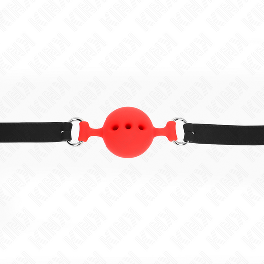 KINK - BAG ENTIER EN SILICONE 55 x 2 CM AVEC BOULE DE 4,5 CM TAILLE M ROUGE AJUSTABLE 35-51 CM KINK COLLAR & GAG