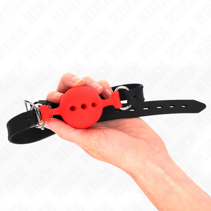 KINK - BAG ENTIER EN SILICONE 55 x 2 CM AVEC BOULE DE 4,5 CM TAILLE M ROUGE AJUSTABLE 35-51 CM KINK COLLAR & GAG