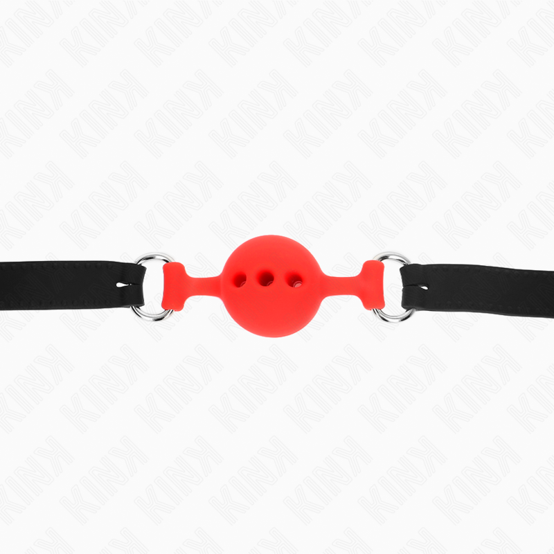KINK - BÂILLON ENTIÈREMENT SILICONE 55 x 2 CM AVEC BOULE DE 4 CM TAILLE S ROUGE AJUSTABLE 35-51 CM KINK COLLAR & GAG