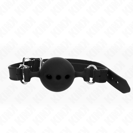 KINK - BÂTON ENTIEREMENT SILICONE 55 x 2 CM AVEC BOULE DE 5 CM TAILLE L NOIR AJUSTABLE 35-51 CM KINK COLLAR & GAG