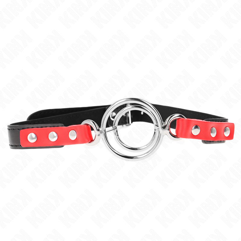 KINK - GAG AVEC PLUSIEURS O-RINGS 4 / 4,8 CM ROUGE 38 X 56 CM KINK COLLAR & GAG