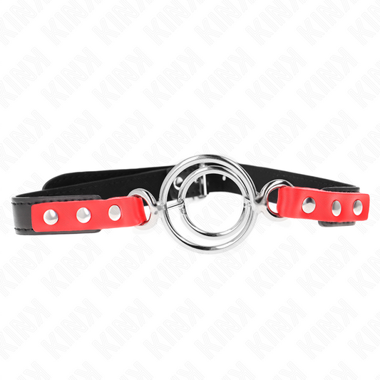 KINK - GAG AVEC PLUSIEURS O-RINGS 4 / 4,8 CM ROUGE 38 X 56 CM KINK COLLAR & GAG