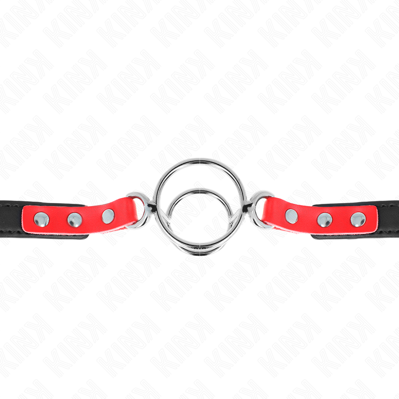KINK - GAG AVEC PLUSIEURS O-RINGS 4 / 4,8 CM ROUGE 38 X 56 CM KINK COLLAR & GAG
