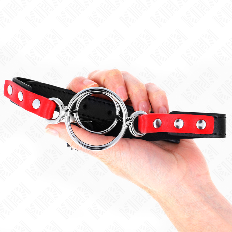 KINK - GAG AVEC PLUSIEURS O-RINGS 4 / 4,8 CM ROUGE 38 X 56 CM KINK COLLAR & GAG