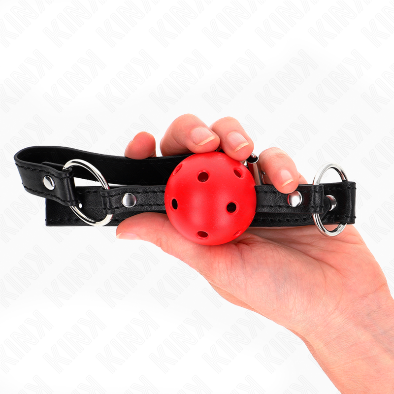KINK - BOULE CREUSE DURE ROUGE 4,5 CM GAG MODELE 1 63,5 X 2 CM KINK COLLAR & GAG