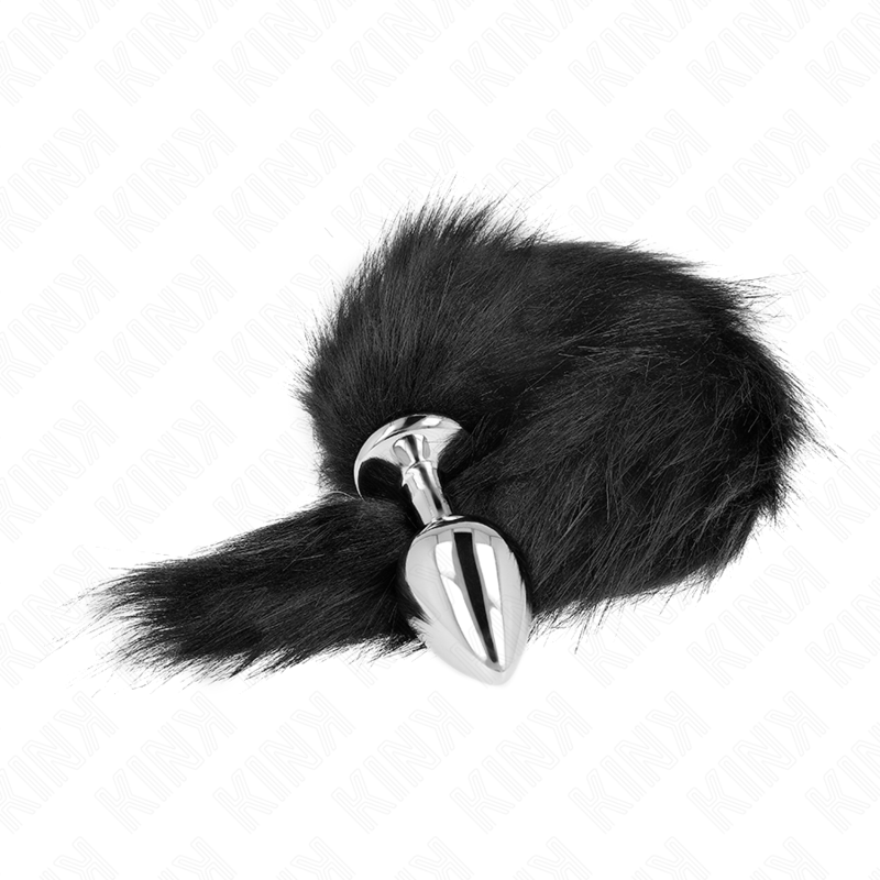 KINK - PLUG ANAL TAILLE M 8 X 3,5 CM AVEC QUEUE SYNTHÉTIQUE 40 CM NOIR KINK PLEASURE PLUGS