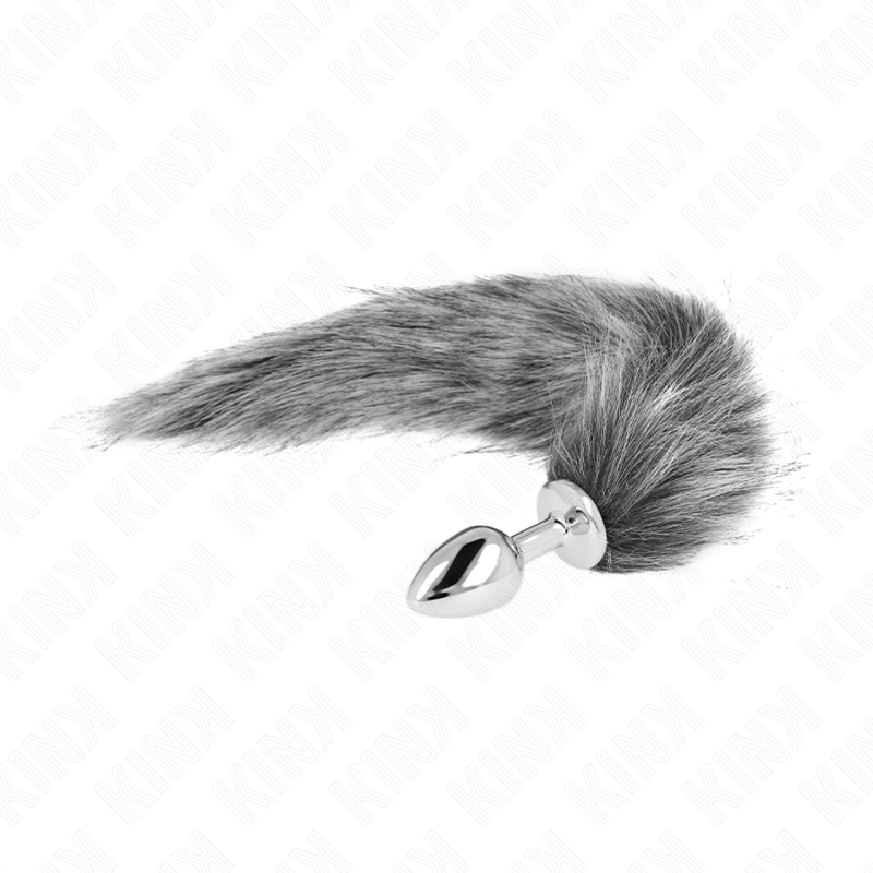 KINK - PLUG ANAL TAILLE S 7 X 3 CM AVEC QUEUE SYNTHÉTIQUE 40 CM GRIS KINK PLEASURE PLUGS