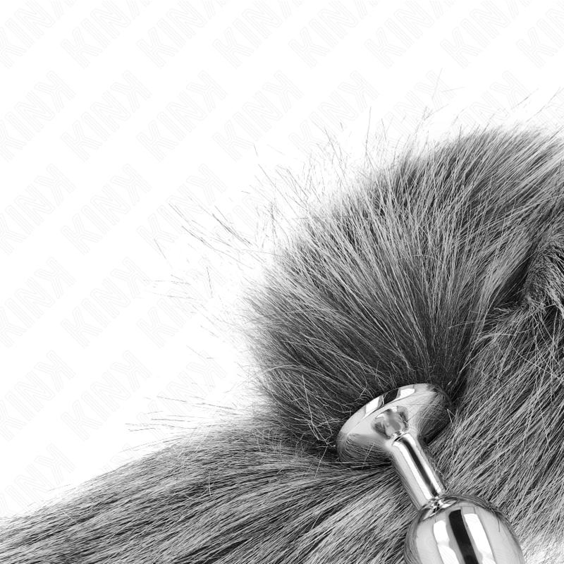 KINK - PLUG ANAL TAILLE S 7 X 3 CM AVEC QUEUE SYNTHÉTIQUE 40 CM GRIS KINK PLEASURE PLUGS