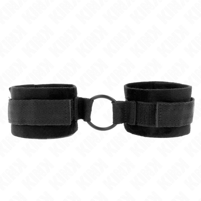 KINK - MANCHETTES DÉBUTANT FOURRURE 25 CM AVEC O-RING 4 CM NOIR AJUSTABLE 15-25 CM KINK WRIST RESTRAINT