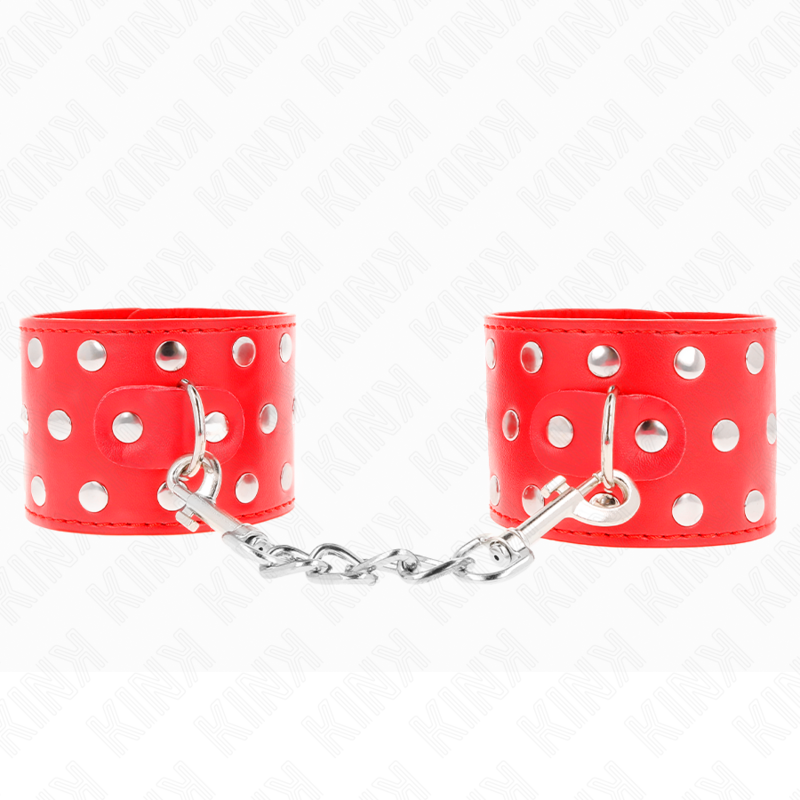 KINK - APPAREILS DE RETENUE POIGNETS AVEC FERMETURE PRESSION PLEINE DE RIVETS ROUGE AJUSTABLE 19-24 CM X 5,5 CM KINK WRIST RESTRAINT