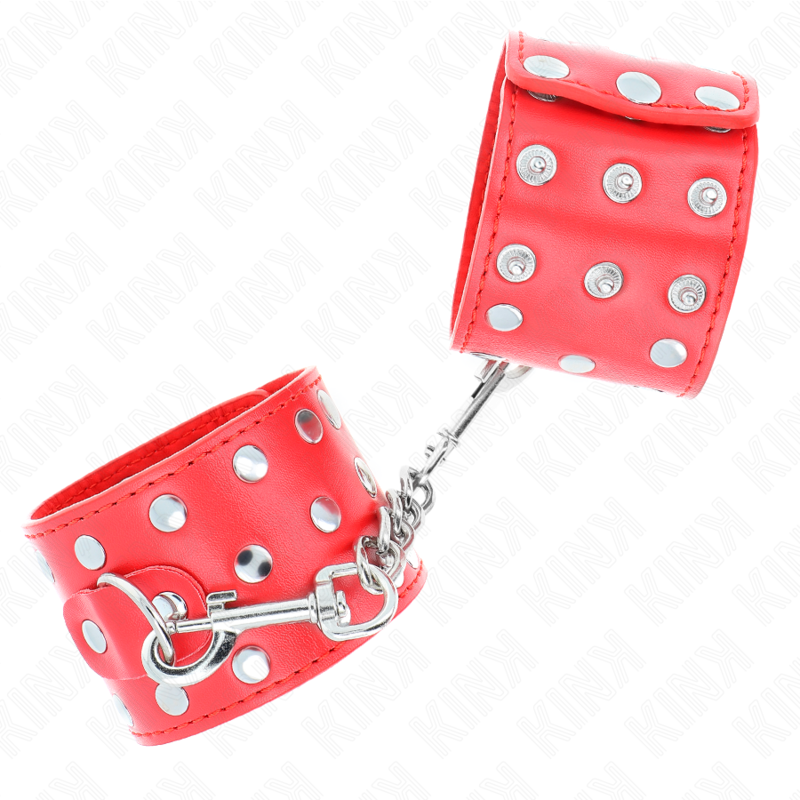KINK - APPAREILS DE RETENUE POIGNETS AVEC FERMETURE PRESSION PLEINE DE RIVETS ROUGE AJUSTABLE 19-24 CM X 5,5 CM KINK WRIST RESTRAINT