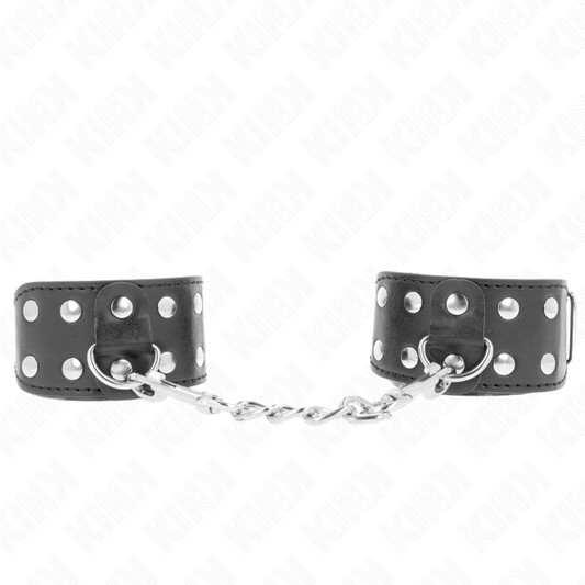 KINK - BRACELETS AVEC DOUBLE LIGNE DE CLOUS RÉGLABLES NOIR KINK WRIST RESTRAINT