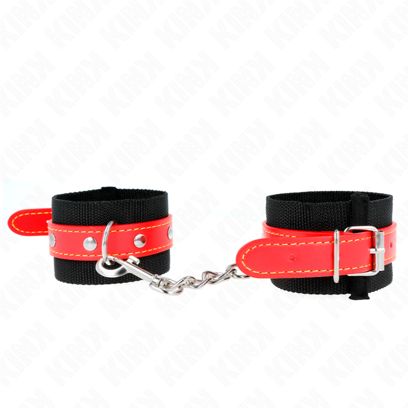 KINK - APPUI-POIGNETS EN NYLON NOIR AVEC CUIR ROUGE AJUSTABLE 19-24 CM X 5,5 CM KINK WRIST RESTRAINT