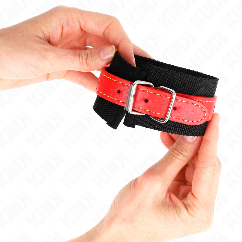 KINK - APPUI-POIGNETS EN NYLON NOIR AVEC CUIR ROUGE AJUSTABLE 19-24 CM X 5,5 CM KINK WRIST RESTRAINT