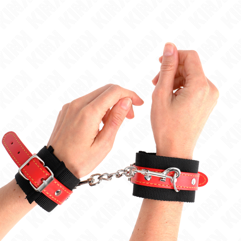 KINK - APPUI-POIGNETS EN NYLON NOIR AVEC CUIR ROUGE AJUSTABLE 19-24 CM X 5,5 CM KINK WRIST RESTRAINT