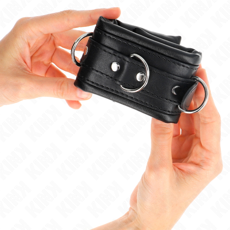 KINK - APPUI-POIGNETS LOURDS DOUBLÉS DE FOURRURE NOIRE RÉGLABLES 20-30 CM X 6 CM KINK WRIST RESTRAINT
