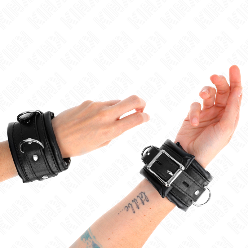 KINK - APPUI-POIGNETS LOURDS DOUBLÉS DE FOURRURE NOIRE RÉGLABLES 20-30 CM X 6 CM KINK WRIST RESTRAINT