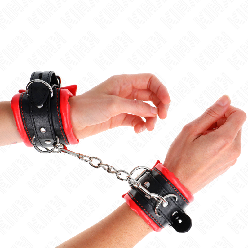 KINK - APPUI-POIGNETS LOURDS DOUBLÉS DE FOURRURE ROUGE AJUSTABLES 20-30 CM X 6 CM KINK WRIST RESTRAINT