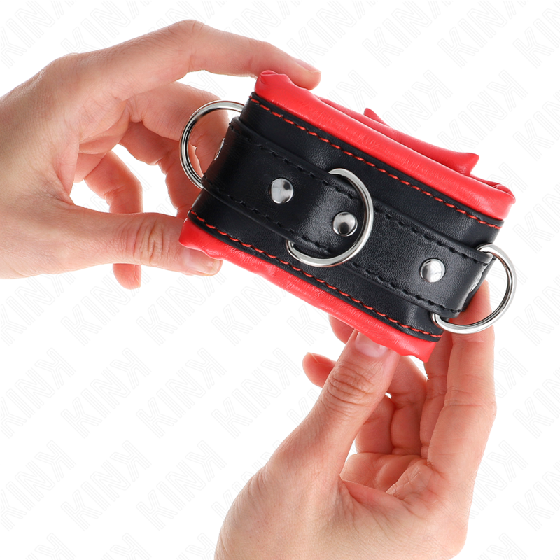 KINK - APPUI-POIGNETS LOURDS DOUBLÉS DE FOURRURE ROUGE AJUSTABLES 20-30 CM X 6 CM KINK WRIST RESTRAINT