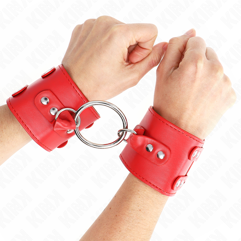 KINK - APPUI-POIGNETS FIXES AVEC ANNEAU ET CLOUS RÉGLABLES ROUGE 17-22 CM X 6,5 CM KINK WRIST RESTRAINT