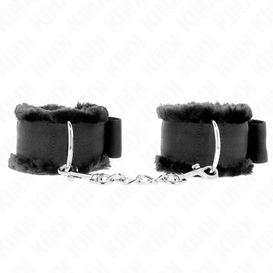 KINK - APPUI-POIGNETS DOUBLÉS DE FOURRURE NOIR AJUSTABLE 17-31 CM X 7 CM KINK WRIST RESTRAINT