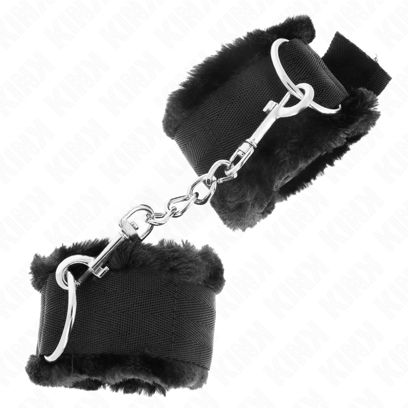 KINK - APPUI-POIGNETS DOUBLÉS DE FOURRURE NOIR AJUSTABLE 17-31 CM X 7 CM KINK WRIST RESTRAINT