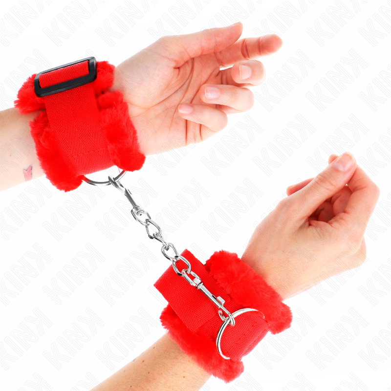 KINK - APPUI-POIGNETS DOUBLÉS DE FOURRURE ROUGE AJUSTABLE 17-31 CM X 7 CM KINK WRIST RESTRAINT