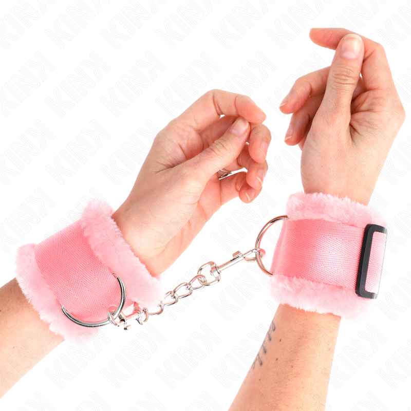 KINK - APPUI-POIGNETS DOUBLÉS DE FOURRURE ROSE RÉGLABLE 17-31 CM X 7 CM KINK WRIST RESTRAINT