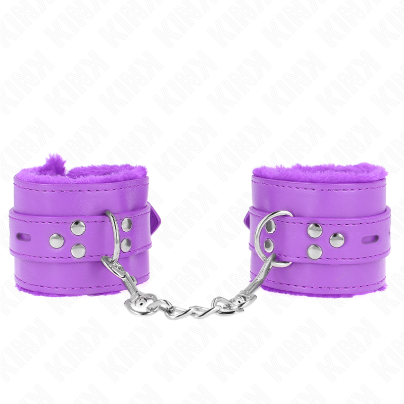 KINK - APPUI-POIGNETS DOUBLÉS DE FOURRURE AVEC TROUS CARRÉS VIOLET ET CEINTURE VIOLET RÉGLABLE 17-29 CM X 6 CM KINK WRIST RESTRAINT
